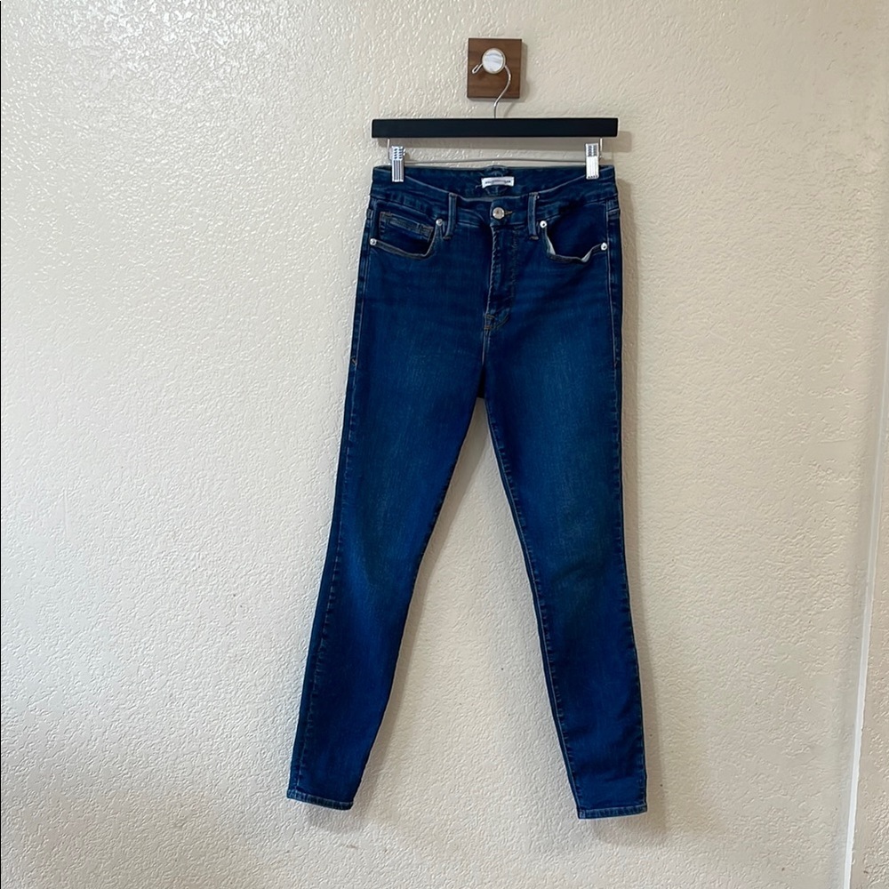 Good American Good Legs Deep V Skinny Jeans in Blue